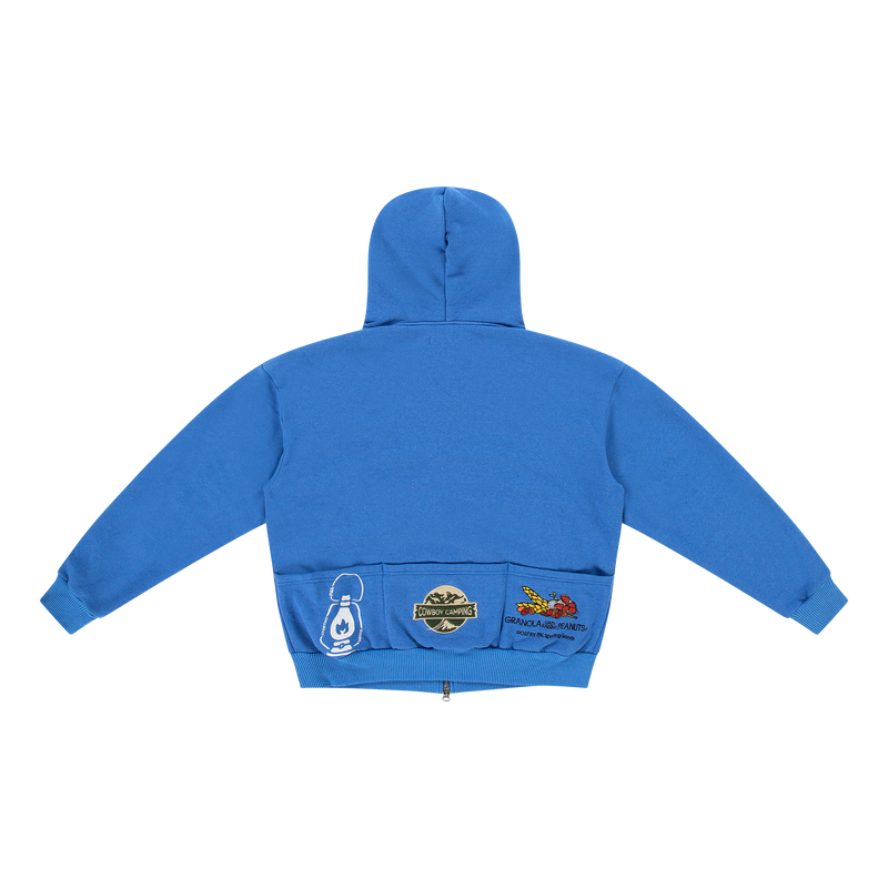 Fast Packing Multi Pocket Zip Hoodie Deep Blue